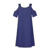 Ljetne haljine Dame Spring Moda Labava V-izrez Solidna haljina bez rukava Blue M