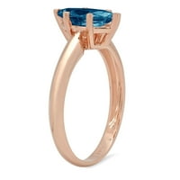 1.5ct Marquise Cut Prirodni London Blue Topaz 14K ružičasto zlatne obljetnice za angažovanje prstena