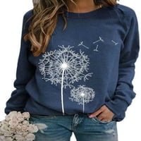Capreze Ženska Tee Dandelion Print T Majica Crew Crt Majica Cvjetni ispisani pulover Dugih rukava Tunnic