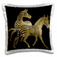 Egzotična slika zlatne i crne zebre ilustracije jastuka PC-316298-1