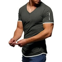 Muška ljetna modna casual čvrsta boja uboda patentni džep džep majica kratka rukava majica top bluza