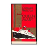 Vintage Travel Poster - Retro RMS Queen Mary Print - Britanska okean Liner Art - Odličan poklon za njega, njena, putni ljubavnik - nautički dekor za dom, ured - Unfrant Wall Art