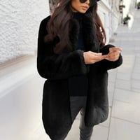 SNGXGN Womens Fuzzy Otvoreni prednji kapuljači sa kapuljačom patchwork zimske mutne jakne, crno, veličina