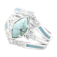 Bidobibo Diamond Ring Modni prsten Natural Tirquoise Diamond Rings Matični dan za rođendan Poklon nakit