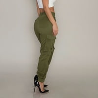 Hlače sa visokim strukom za žene casual retro radne pantalone sa džepovima Slim Fit Cargo Camo pantalone