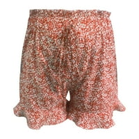 Corashan Hlače za žene, ženski cvjetni print casual džep elastični kratke hlače, ruffle široke pantalone za noge, ženske hlače