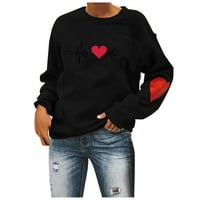 Slatke dukseve za žene labave fit fit dugih rukava s dugim rukavima bluza na plaćenim površinama Trendy vrhovi pulover