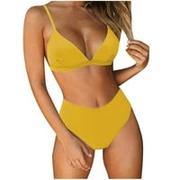 Tawop ženski bikini patchwork set kupaći kostim dvije punjene kupeće za kupanje za plažu crna kupaći