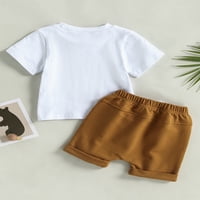 Qinghua Toddler Baby Boy Boy Summer Odjeća Kratki rukav Smiješni slovo Ispiši majicu Top Jogger Hlače
