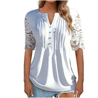 Ženske vrhove bluza casual s kratkim rukavima od tiskanih žena ljeto posada vrata T-majice Tuničke majice bijela m