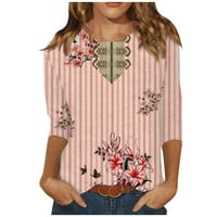 Fragarn Womens bluza Crew izrez Cvjetna bluza Dužina rukava Žene Ona, Dressy Casual majica Slikanje