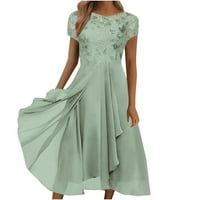 Haljine za žene šifon patchwork okrugli vrat Sequin Print maxi suknja duga haljina