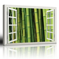Zid - Moderni bijeli prozor koji gleda u bambusovu šumu - Platno Art Home Art