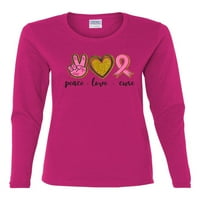 Divlji Bobby mir ljubav svijest o raku dojke, svijest o dojmu za žene grafička majica s dugim rukavima,