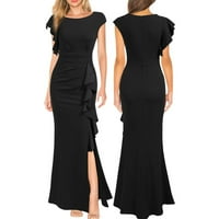 Haljine za žene Dužina gležnja kratki rukav casual casual baš od punog ljeta okrugla izreka Crni XL