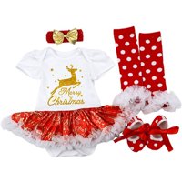Lovebay Newborn Baby Girginje Božićni jelen Outfit Romper Tutu Suknja + trake za glavu + Warder + Cipele