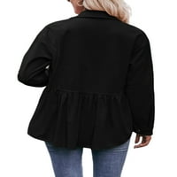 Bluza Beiwei Corduroy za žene labave fit košulje dugih rukava u boji čvrste boje crne m