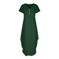 RoyalLoveSummer haljine za žene Trendy Solid Color Loot Fit Maxi Haljina kratkih rukava V V izrez Casual