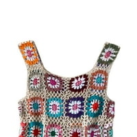 Amiliee Women Crochet Knit Tassel Mini haljina Bikini Pokriva prirodna bez rukava Sunderss