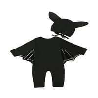 Meihuida bebe Halloween Set odjeće, crne rukavice za batene rukav i kapu