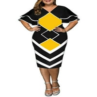 Ženska olovka za tijelo za bodycon midi haljina geometrijska haljina za rukavu na planu Business radne