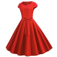 Ljetne haljine za žene kratki kratki rukav boemski a-linijski ručni haljini odmora za odmor crvene s