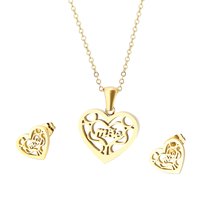 Šuplji dan majčinog srca u obliku srca Naušnice modne ogrlice od srca