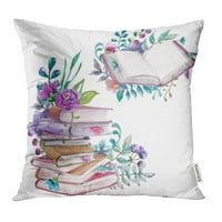 Akvarel cvjetna priroda prekrasne stare knjige cvijeće preko bijelog jastučnog jastuka