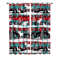 Božićne zimske životinje u bivolu Crvene crne plave zavjese zavjese za dnevni boravak ukrasni predmeti