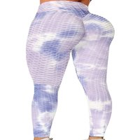 Ženske seksi teksturirane joge gamaše visoke struke Tie dye hlače za vježbanje