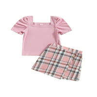 Kelajuan Toddler Girls Ljeto odijelo Pink ružičaste kratke rupne rupe s rebrastim vrhovima + cvjetna