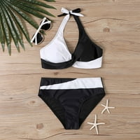 Ženska dvodijelna seksi kupaći kostim šivanje Split Solid Color Halter Bikini Najbolja odjeća na plaži ljeti