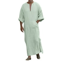 Polo košulje za muške casual modne pamučne posteljine V izrez dugih rukava ogrtač