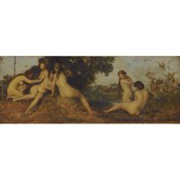 Jean-Jacques Henner Black Ornate Wood Framed Double Matted Museum Art Print pod nazivom - Naades