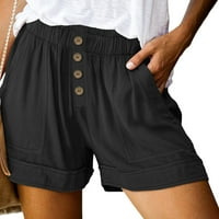 Ediodpoh kratke hlače Ležerne prilike ženske gumbene kafe casual pantalone casual elastične struk džepne