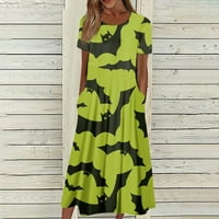 GDFUN Ženska ljetna casual moda tiskana haljina s kratkim rukavima okrugla vrata - haljine za dom haljine