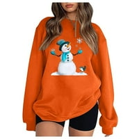 Ženska slatka snjegovića slobodna udobna prevelika prevelika duksela Fleece Ležerne prilike sa dugim rukavima na vratu Jesen zimski topli pulover vrhovi narančasta