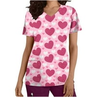 Lovskoo majice kratkih rukava za žene Trendi ljetni vrhovi cvjetni tiskani za V izrez Outfits Valentinovo
