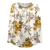 Yyeselk ženske modne bluze Ležerne prilike dugih rukava prema gore V-izrez Tunnic The Trendy Elegant