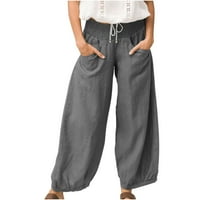 Airpow Clearsance Solid Boja visokog struka Žene Ležerne prilike labave vrećice hlače modne pantalone