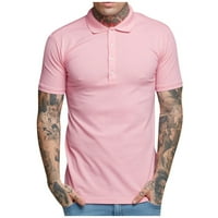 Majica za čišćenje Miarhb Muška vitka-fit solidna boja stand-up ovratnik Polo Pink XXL