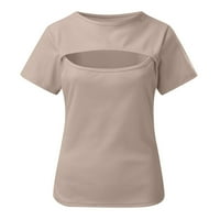 T majice za žene Trendy grafičke dame kratki rukav okrugli vrat Top solid u boji ubojica izdubljenja