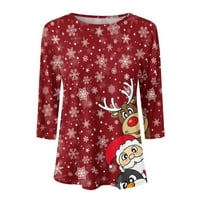 Božićne košulje za žene Modni novost Xmas Tree Reindeer loose Print rukave Crewneck Dukseri ružni božićni
