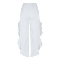 Zodggu ženska moda Žene Ljeto Trendy Ležerne prilike Soild Boja elastična ruffle Loose hlače Ravne široke