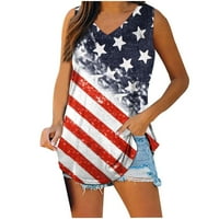 Ženska američka zastava Tors 4th jula SAD Zastava Labavi Camisole Tunic Stars and Stripes Majica Blouse