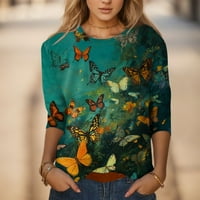 Bluza Fabiurt za žene Ženske žene dugih rukava Top modne print majice Loosep, narandžasta