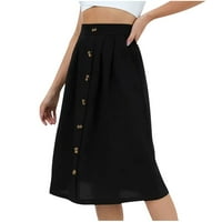 Charella ženska modna modna visoka struka sa pune boje kratka suknja labava suknja crna, l