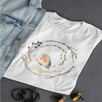 Slatka ptica Robin & Cvjetna vijenac Majica - MIMage by Shutterstock, ženska srednja