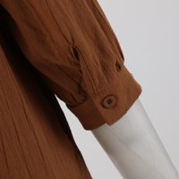 Ženska maxi haljina čvrste boje V-izrez kratki rukav za kratki rukav jesen i zima novo dugme Pocket