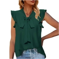 Ženski bluze Modni ženski labav udobni kratki rukav V-izrez čvrsta majica Green XXL